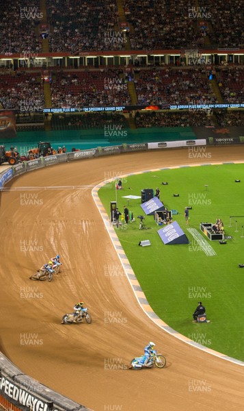 210718 - British FIM Speedway Grand Prix, Cardiff - A general view of the Principality Stadium during the heats at the British FIM Speedway Grand Prix