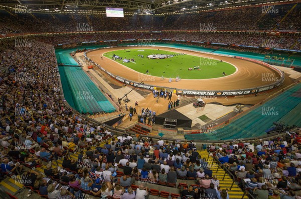210718 - British FIM Speedway Grand Prix, Cardiff - A general view of the Principality Stadium during the heats at the British FIM Speedway Grand Prix
