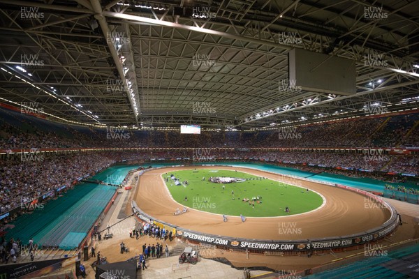 210718 - British FIM Speedway Grand Prix, Cardiff - A general view of the Principality Stadium during the final of the British FIM Speedway Grand Prix