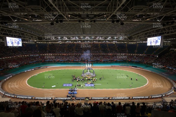 210718 - British FIM Speedway Grand Prix, Cardiff - A general view of the Principality Stadium during the presentation ceremony of the British FIM Speedway Grand Prix