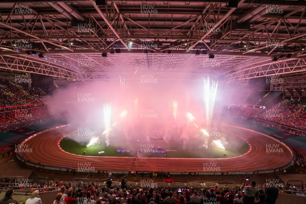 210718 - British FIM Speedway Grand Prix, Cardiff - Fireworks at the end of the British FIM Speedway Grand Prix