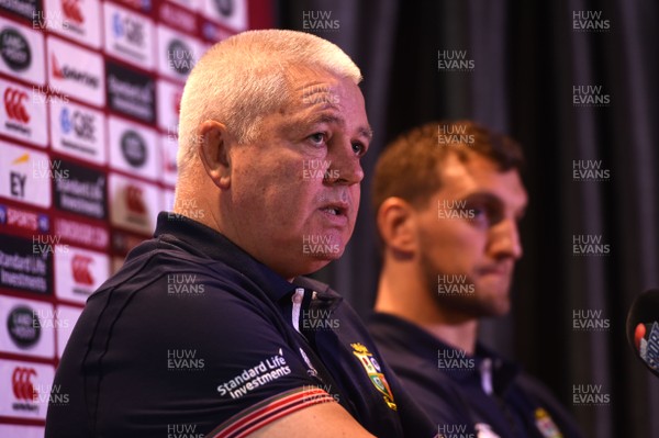 060717 - British & Irish Lions Media Interviews - Warren Gatland and Sam Warburton (right) talk to media