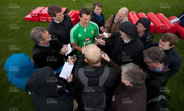 150513 - British and Irish Lions Training session, Vale Resort, Cardiff - The British and Irish Lions Captain Sam Warburton answers questions from the media at the end of training