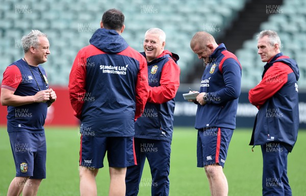 060717 - British & Irish Lions Training - Andy Farrell, Warren Gatland, Paul Stridgeon, Graham Rowntree and Rob Howley during training