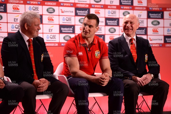 190417 - British & Irish Squad Announcement - Warren Gatland, Sam Warburton and John Spencer after the announcement of the 2017 British & Irish Lions squad announcement