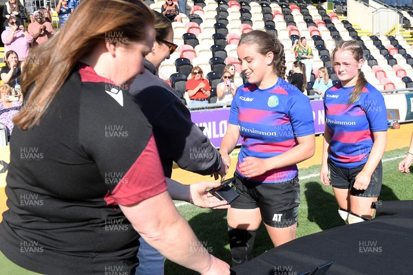 290426 - Bro Dur v Dyffryn Conwy - Girls Schools Final U16 - Road To Principality Finals - Bro Dur collect their medals at full time