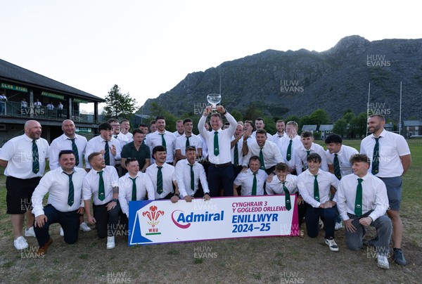 170525 - Bro Ffestiniog RFC, Admiral National League 3 North West Presentation - Bro Ffestiniog RFC captain Huw Parry lifts the trophy after they win the Admiral National League 3 North West title