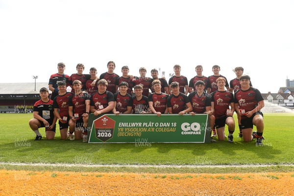 270426 - Bro Teifi v Maes Y Gwendraeth - Road to Principality Finals - Boys U18s Plate - Bro Teifi players celebrate lifting the plate at full time
