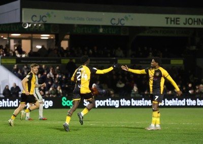 010126 - Bromley v Newport County - Sky Bet League 2 - Nathaniel Opoku of Newport County scores goal and celebrates