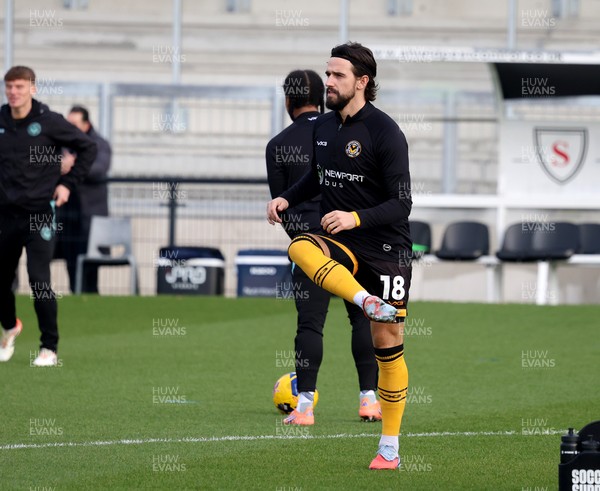 010126 - Bromley v Newport County - Sky Bet League 2 - Newport players warm up, Liam Shephard of Newport County