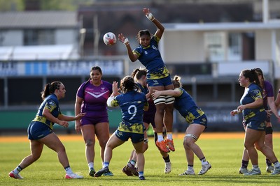 220426 - Brunel v Loughborough - Women's BUCS Final - Jas Adonri of Brunel wins the line-out