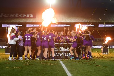 220426 - Brunel v Loughborough - Women's BUCS Final - Loughborough celebrate lifting the trophy at full time