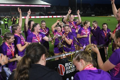 220426 - Brunel v Loughborough - Women's BUCS Final - Loughborough fans celebrate with the players at full time