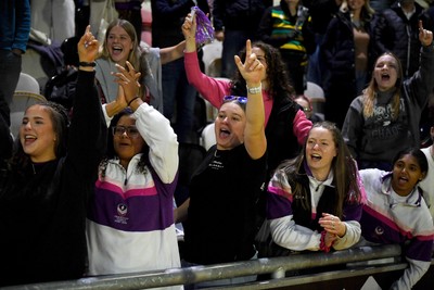 220426 - Brunel v Loughborough - Women's BUCS Final - Loughborough fans celebrate with the players at full time