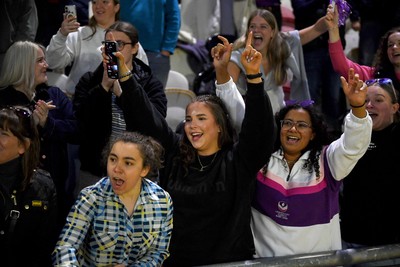 220426 - Brunel v Loughborough - Women's BUCS Final - Loughborough fans celebrate with the players at full time