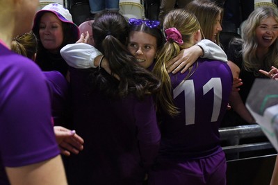 220426 - Brunel v Loughborough - Women's BUCS Final - Loughborough fans celebrate with the players at full time
