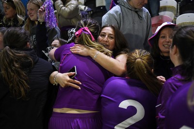 220426 - Brunel v Loughborough - Women's BUCS Final - Loughborough fans celebrate with the players at full time