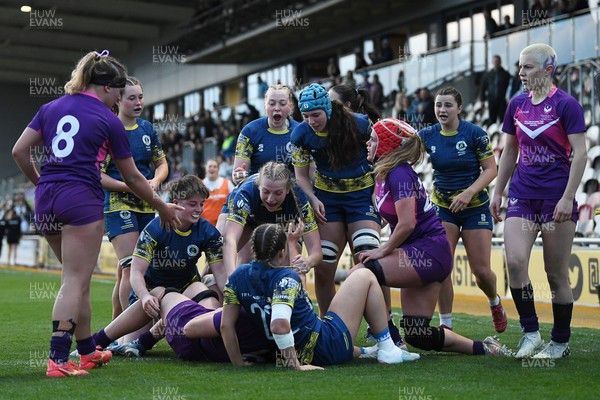 220426 - Brunel v Loughborough - Women's BUCS Final - Scarlet Down of Brunel scores a try