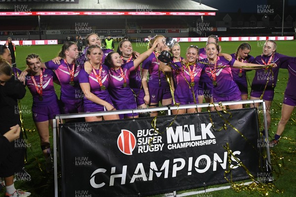 220426 - Brunel v Loughborough - Women's BUCS Final - Loughborough fans celebrate with the players at full time