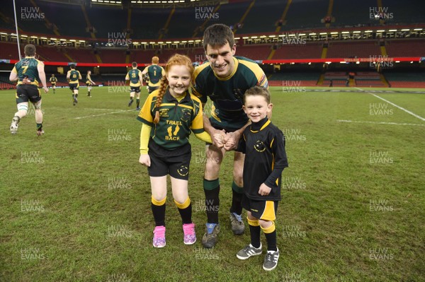 290418 - Brynmawr v Nant Conwy - National Plate Final - Nathan Preece of Brynmawr with mascots