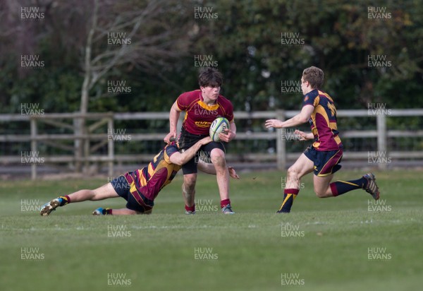 270315 - Brynteg v Corpus Christi, Welsh Schools Cup Semi-Final, Pencoed - Action as Brynteg (blue and yellow shirts) take on Corpus Christi in the Welsh Schools Cup Semi Final