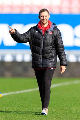 140226 - Brython Thunder v Edinburgh - Celtic Challenge - Brython Thunder head coach Ashley Beck during the warm up