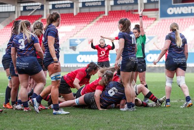 140226 - Brython Thunder v Edinburgh - Celtic Challenge - Rhian Bowden of Brython Thunder scores the first try of the match