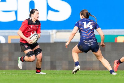 140226 - Brython Thunder v Edinburgh - Celtic Challenge - Lucy Isaac of Brython Thunder takes on Cieron Bell of Edinburgh