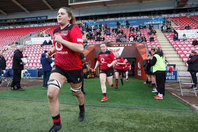 140226 - Brython Thunder v Edinburgh - Celtic Challenge - Natalia John of Brython Thunder leads her team out onto the pitch
