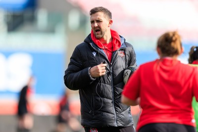 140226 - Brython Thunder v Edinburgh - Celtic Challenge - Brython Thunder head coach Ashley Beck during the warm up