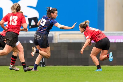 140226 - Brython Thunder v Edinburgh - Celtic Challenge - Rachel Philipps of Edinburgh hands off Amy Williams of Brython Thunder