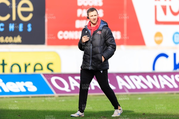 140226 - Brython Thunder v Edinburgh - Celtic Challenge - Brython Thunder head coach Ashley Beck during the warm up