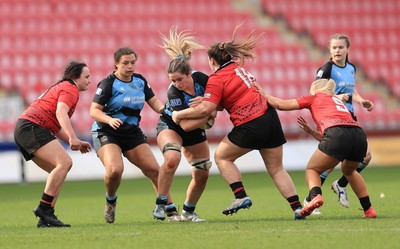 090325  Brython Thunder v Glasgow Warriors, Celtic Challenge - Freya Walker of Glasgow Warriors takes on Katie Carr of Brython Thunder