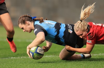 090325  Brython Thunder v Glasgow Warriors, Celtic Challenge - Orla Proctor of Glasgow Warriors races in to score try