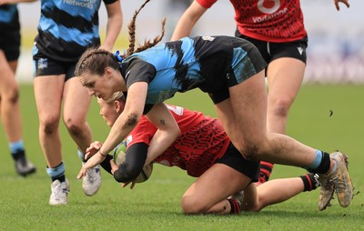 090325  Brython Thunder v Glasgow Warriors, Celtic Challenge - Meg Webb of Brython Thunder and Orla Proctor of Glasgow Warriors compete for the ball