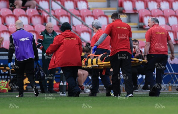 090325  Brython Thunder v Glasgow Warriors, Celtic Challenge - Cadi Lois Davies of Brython Thunder receives treatment for an injury before being stretchered off