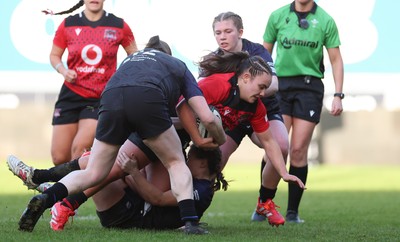 201225 - Brython Thunder v Glasgow Warriors, Celtic Challenge - Shanelle Williams of Brython Thunder is tackled short of the line