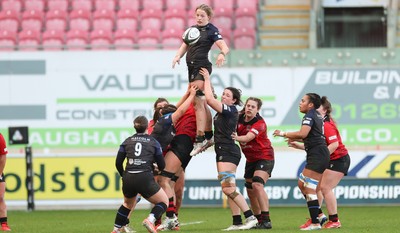 201225 - Brython Thunder v Glasgow Warriors, Celtic Challenge - Emily Coubrough of Glasgow Warriors takes the line out