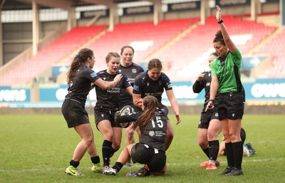 201225 - Brython Thunder v Glasgow Warriors, Celtic Challenge - Poppy Mellanby of Glasgow Warriors celebrates after scoring try