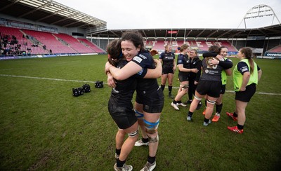 201225 - Brython Thunder v Glasgow Warriors, Celtic Challenge - Glasgow Warriors players celebrate at the end of the match