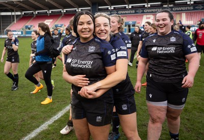 201225 - Brython Thunder v Glasgow Warriors, Celtic Challenge - Glasgow Warriors players celebrate at the end of the match