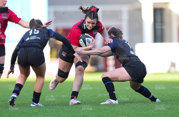 201225 - Brython Thunder v Glasgow Warriors, Celtic Challenge - Branwen Metcalfe of Brython Thunder is held