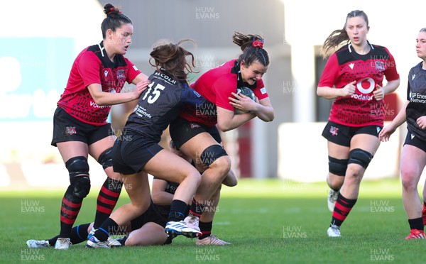 201225 - Brython Thunder v Glasgow Warriors, Celtic Challenge - Branwen Metcalfe of Brython Thunder is held