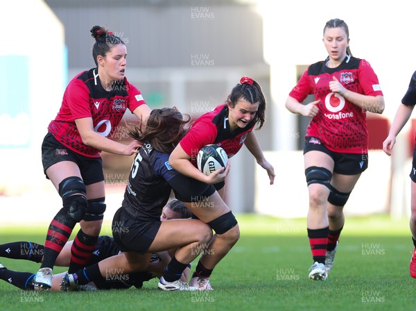 201225 - Brython Thunder v Glasgow Warriors, Celtic Challenge - Branwen Metcalfe of Brython Thunder is held