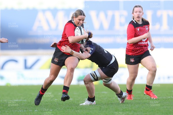 201225 - Brython Thunder v Glasgow Warriors, Celtic Challenge - Gabby Healen of Brython Thunder is tackled