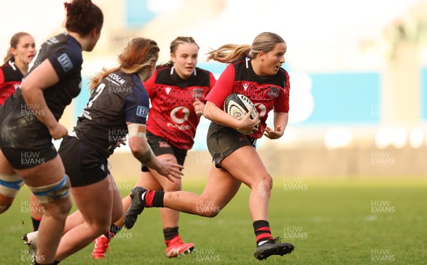 201225 - Brython Thunder v Glasgow Warriors, Celtic Challenge - Gabby Healen of Brython Thunder races for the line