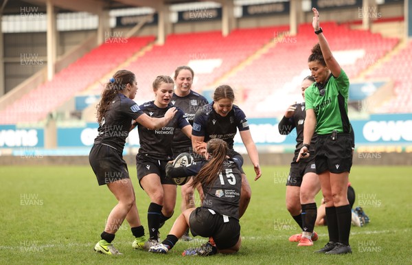 201225 - Brython Thunder v Glasgow Warriors, Celtic Challenge - Poppy Mellanby of Glasgow Warriors celebrates after scoring try