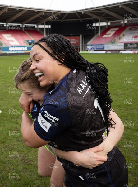 201225 - Brython Thunder v Glasgow Warriors, Celtic Challenge - Glasgow Warriors players celebrate at the end of the match