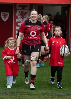 080326 - Brython Thunder v Gwalia Lightning, Celtic Challenge - Gwen Crabb of Brython Thunder leads the team out with  mascots