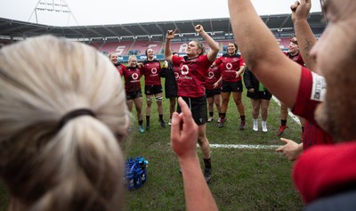 080326 - Brython Thunder v Gwalia Lightning, Celtic Challenge - Hannah Bluck of Brython Thunder leads the celebrations at the end of the match